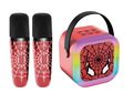 Kids Karaoke Machine with 2 Wireless Microphones - Portable Bluetooth Speaker with Cool Superhero Spider Eyes & Web Design, RGB Rainbow Light Edge Singing Toy Gift for Boys & Girls